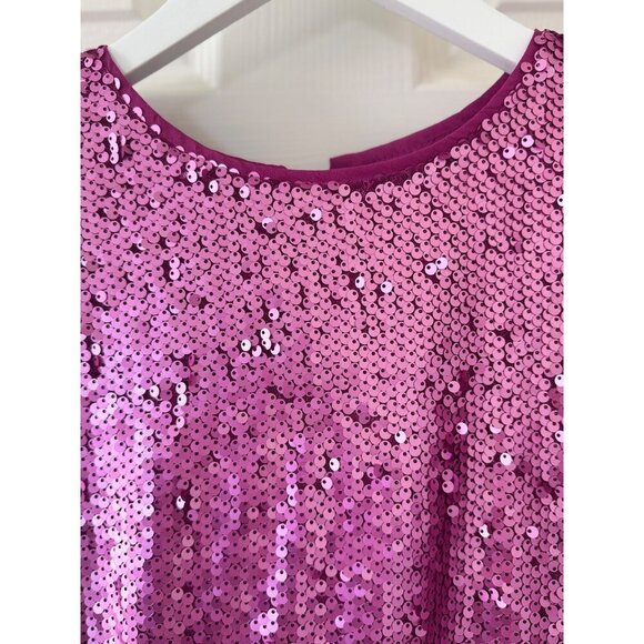 Hemline Hausen Pink Sequin Structured Shoulder Pad Blouse L NWT Festival Boho - Picture 13 of 16